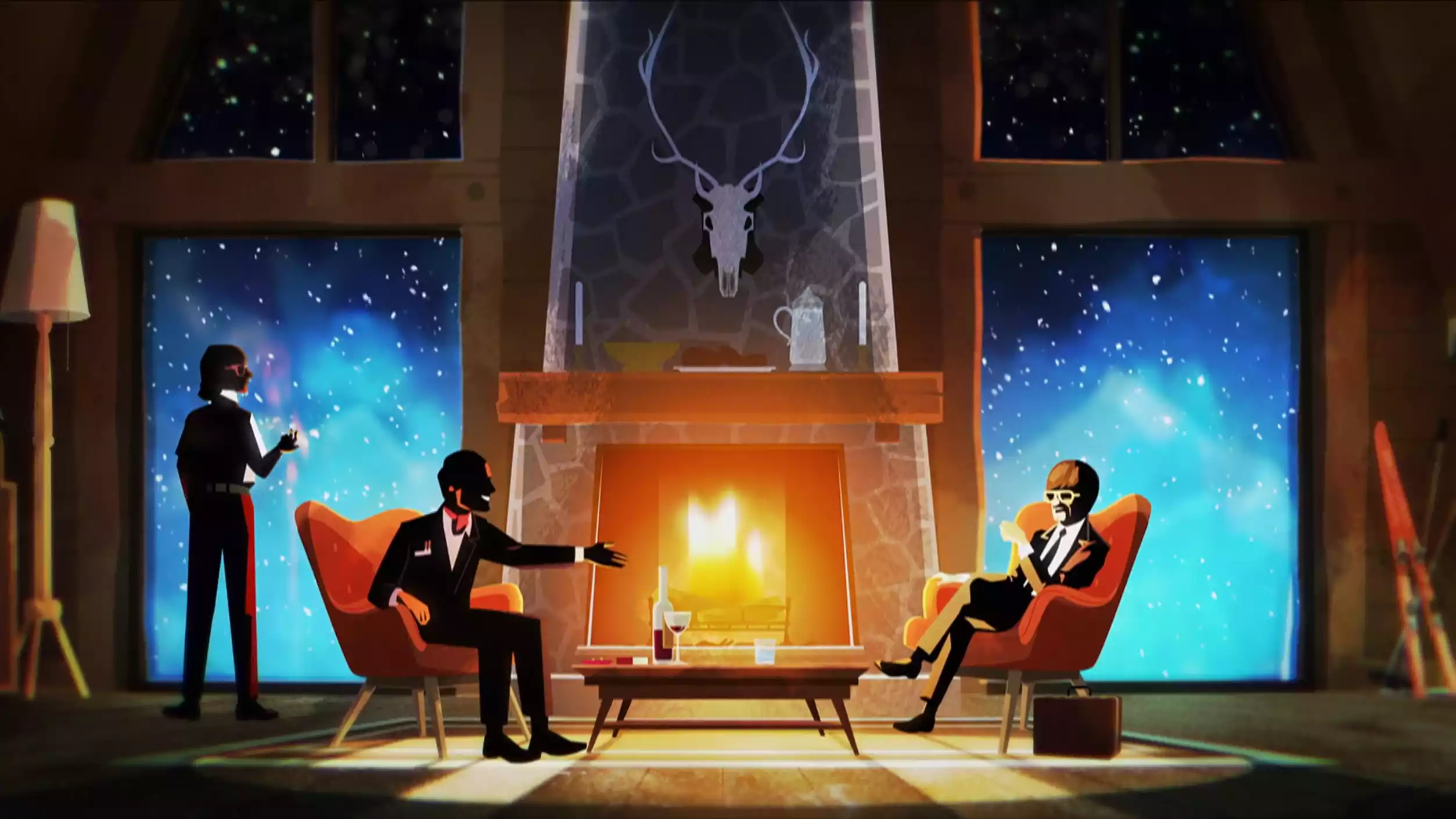 An animated sponsorship-meeting scene from the documentary Lucky!.